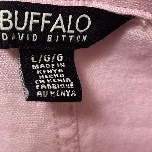 Buffalo David Bitton Button Down Blouse Pink Women's Sz Large Linen Blend - Picture 4 of 6